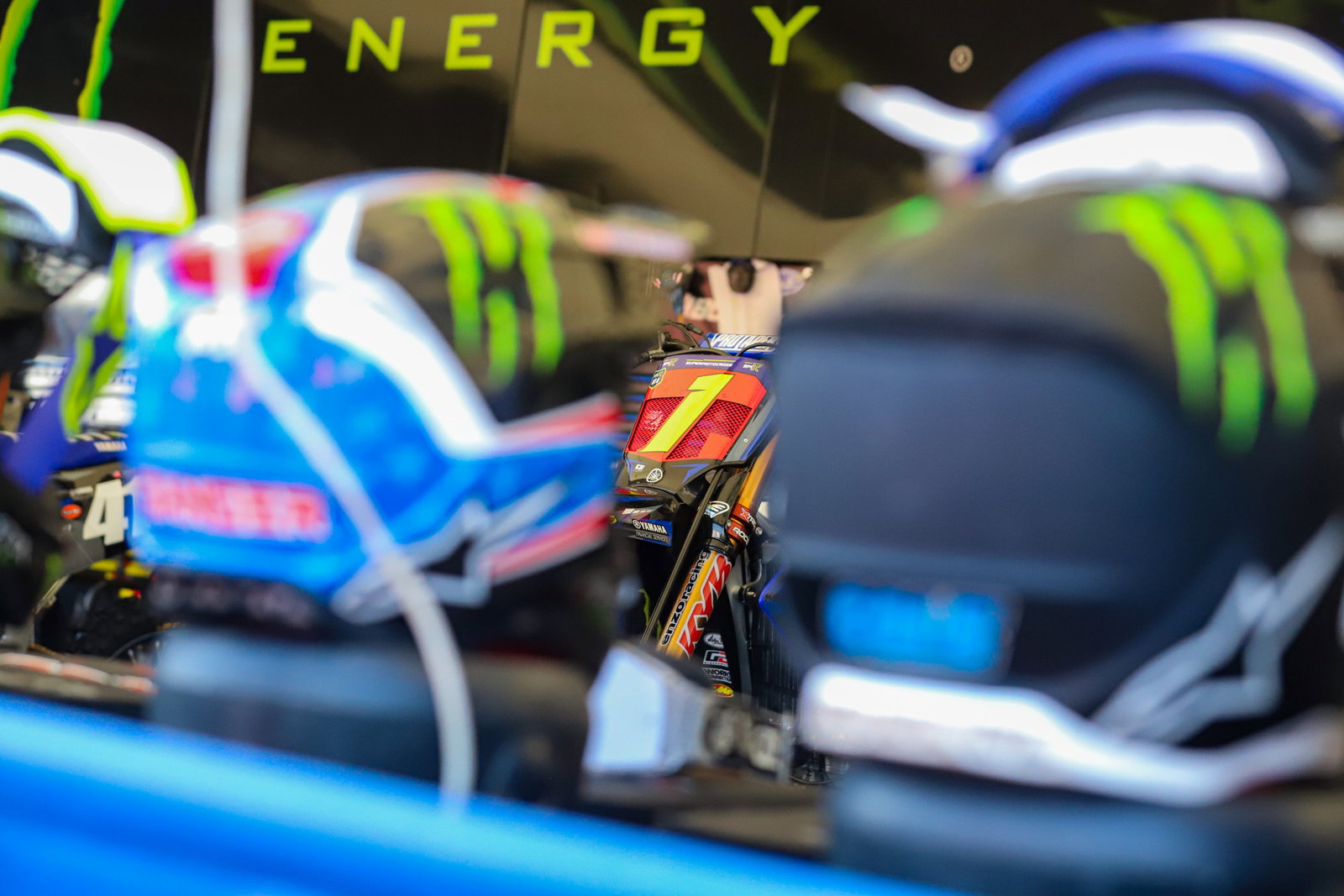 Haiden Deegan's Yamaha YZ250F through the many helmets of the Monster Energy Yamaha Star Racing 250SMX team.