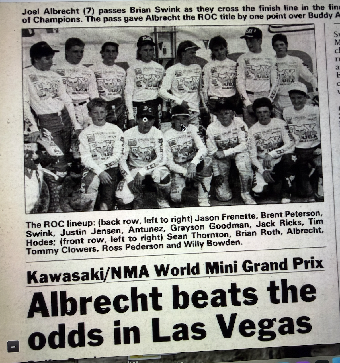 Jason Frenette at Kawasaki ROC in 1988.