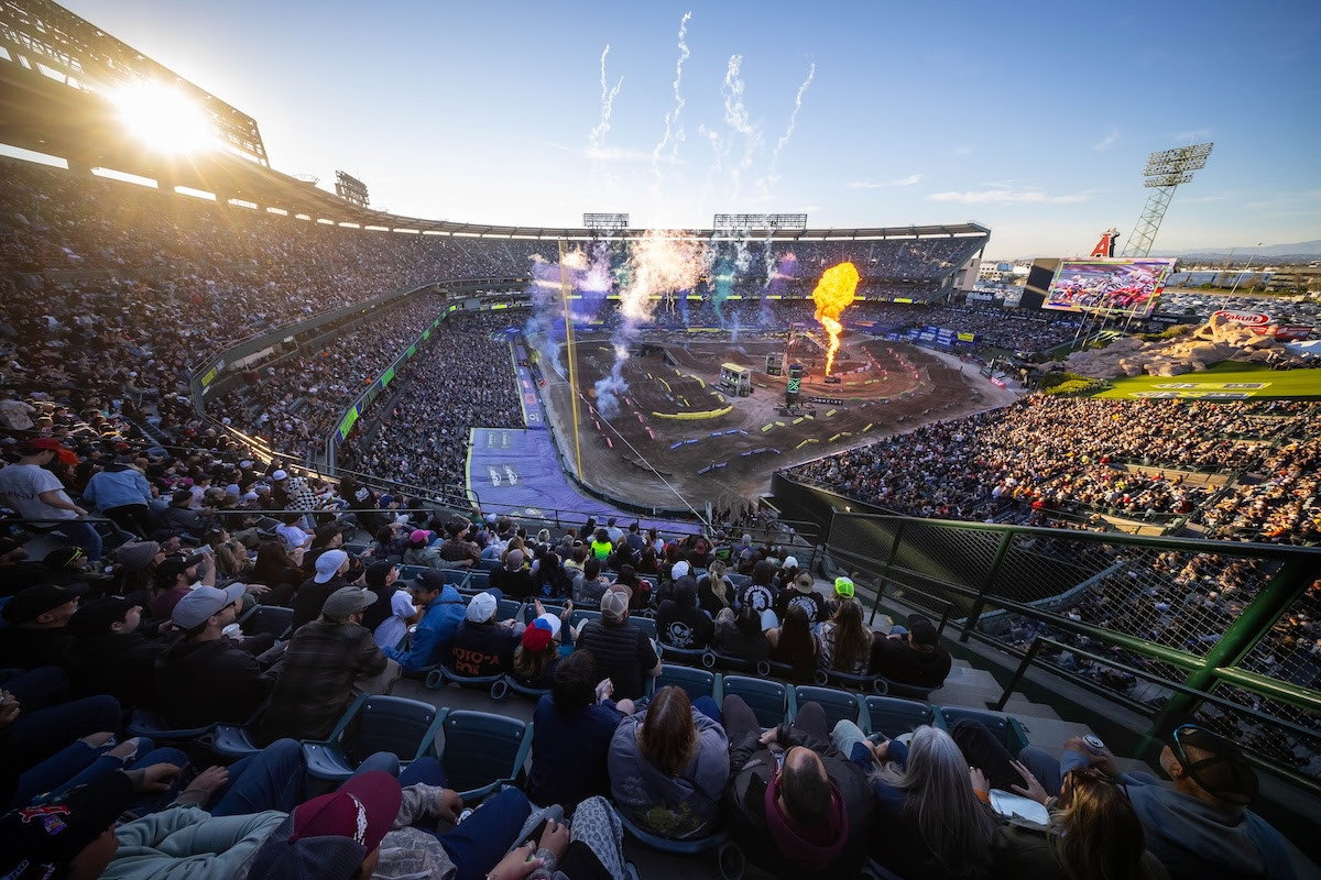 A capacity crowd was on hand to watch the 2026 SMX World Championship kick off from Southern California's Angel Stadium, the most storied venue inMonster Energy Supercross.