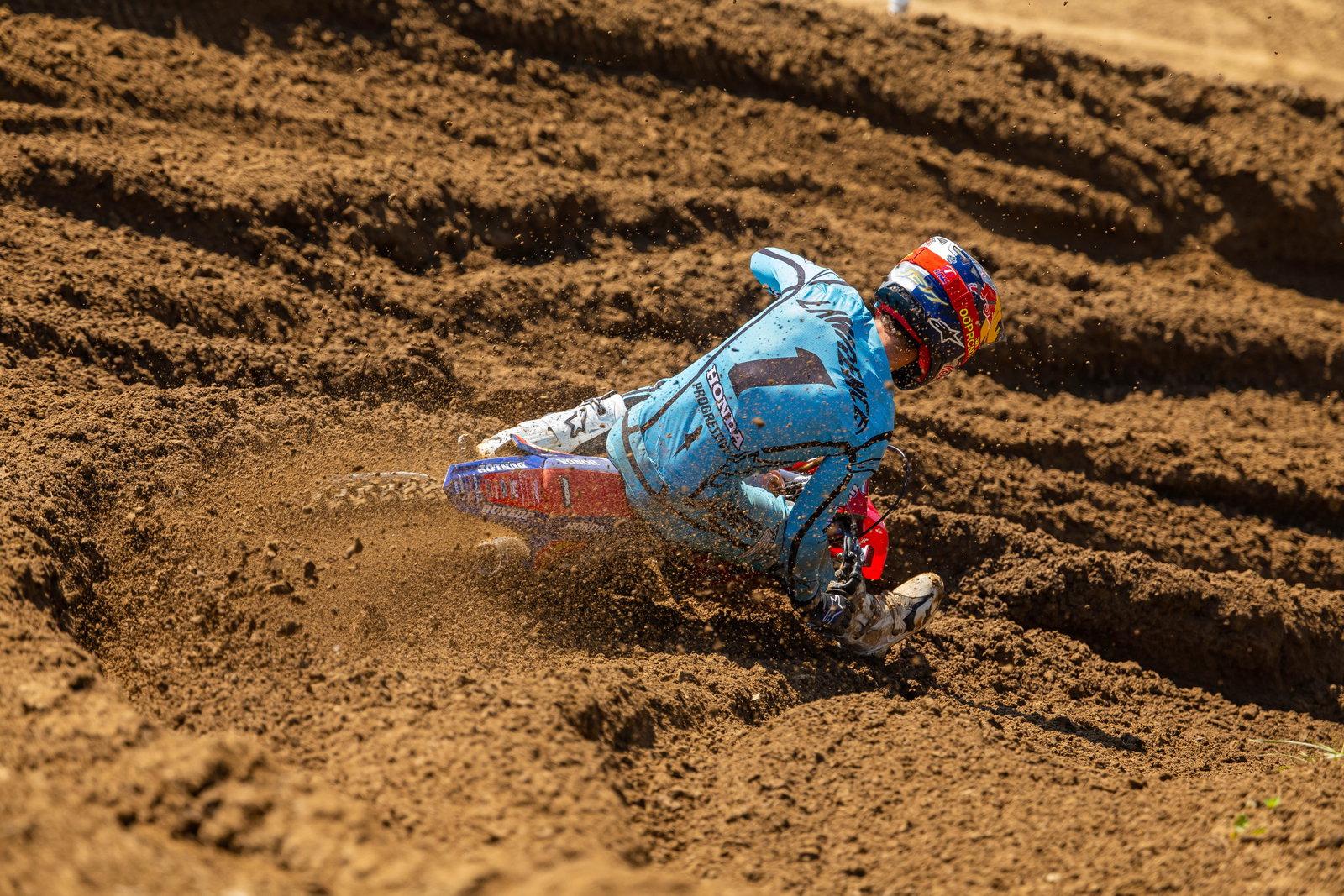 A crash in the second moto at Spring Creek cost Jett Lawrence a chance at the overall.