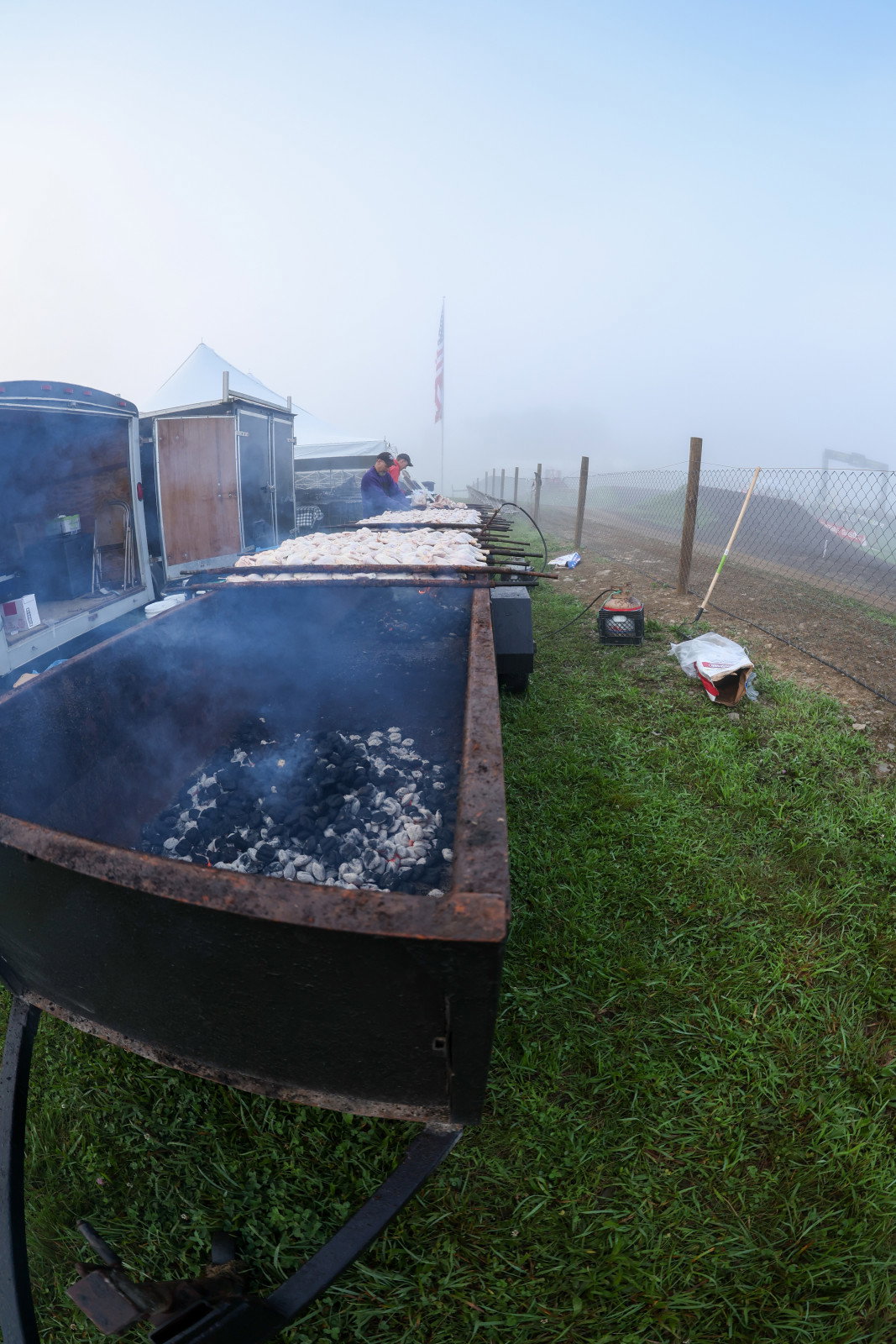A staple of race day at the Unadilla National: seeing the smoke from the infield grills as breakfast is served up!