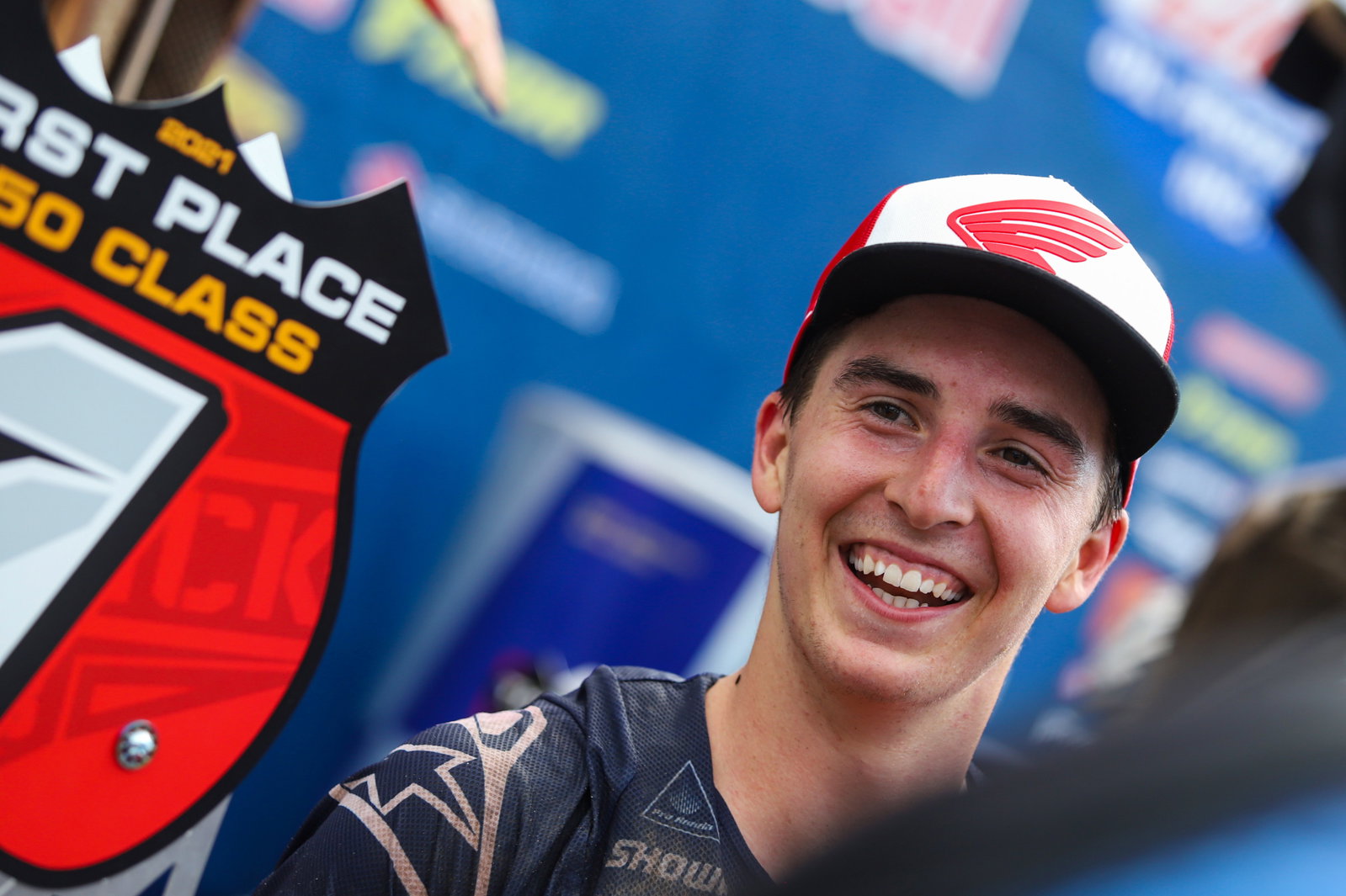 Early in his career in the AMA Supercross and Motocross scene in the USA, Hunter Lawrence would have the highs and the lows relatively close to one another. Here is is at the 2021 Southwick National, his first Pro Motocross overall win (via 1-1 day). His next overall win would come two years later.