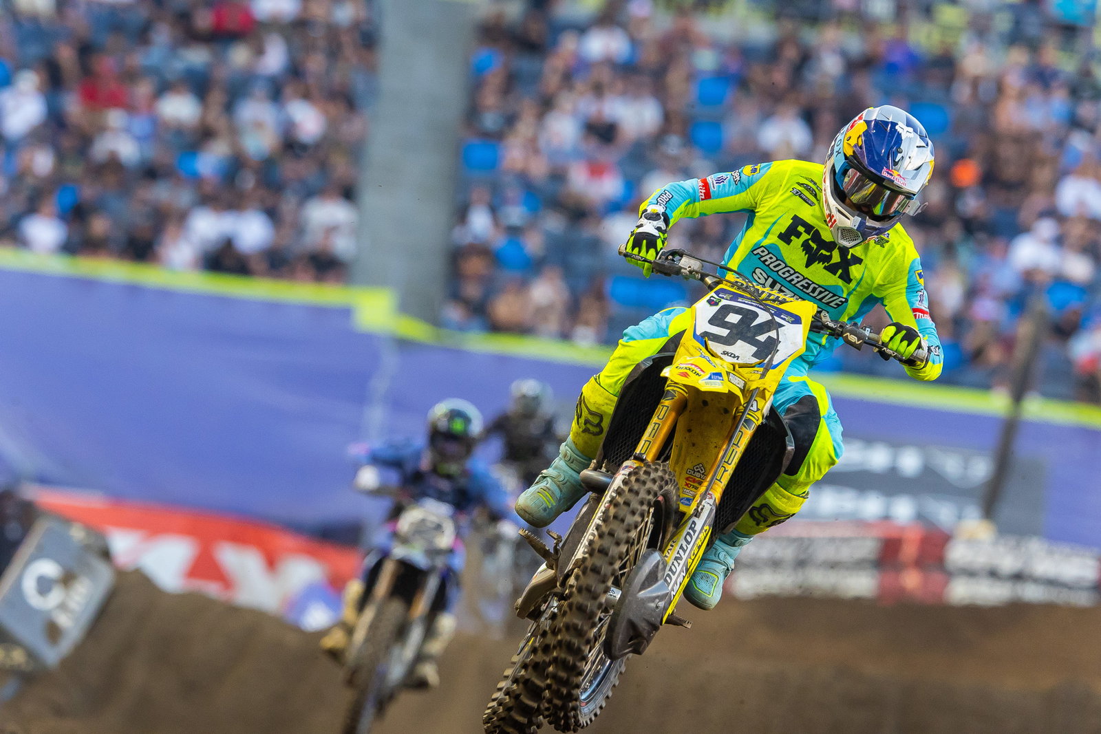 Progressive Insurance Cycle Gear Suzuki's Ken Roczen took his first moto win of the postseason and rode consistently to place third overall.