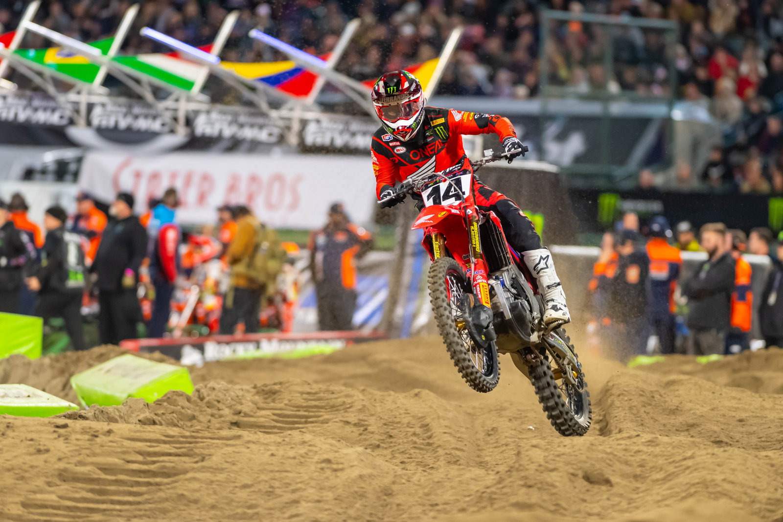 Ferandis at the 2024 Anaheim 1 SX, in his debut with Phoenix Racing Honda.