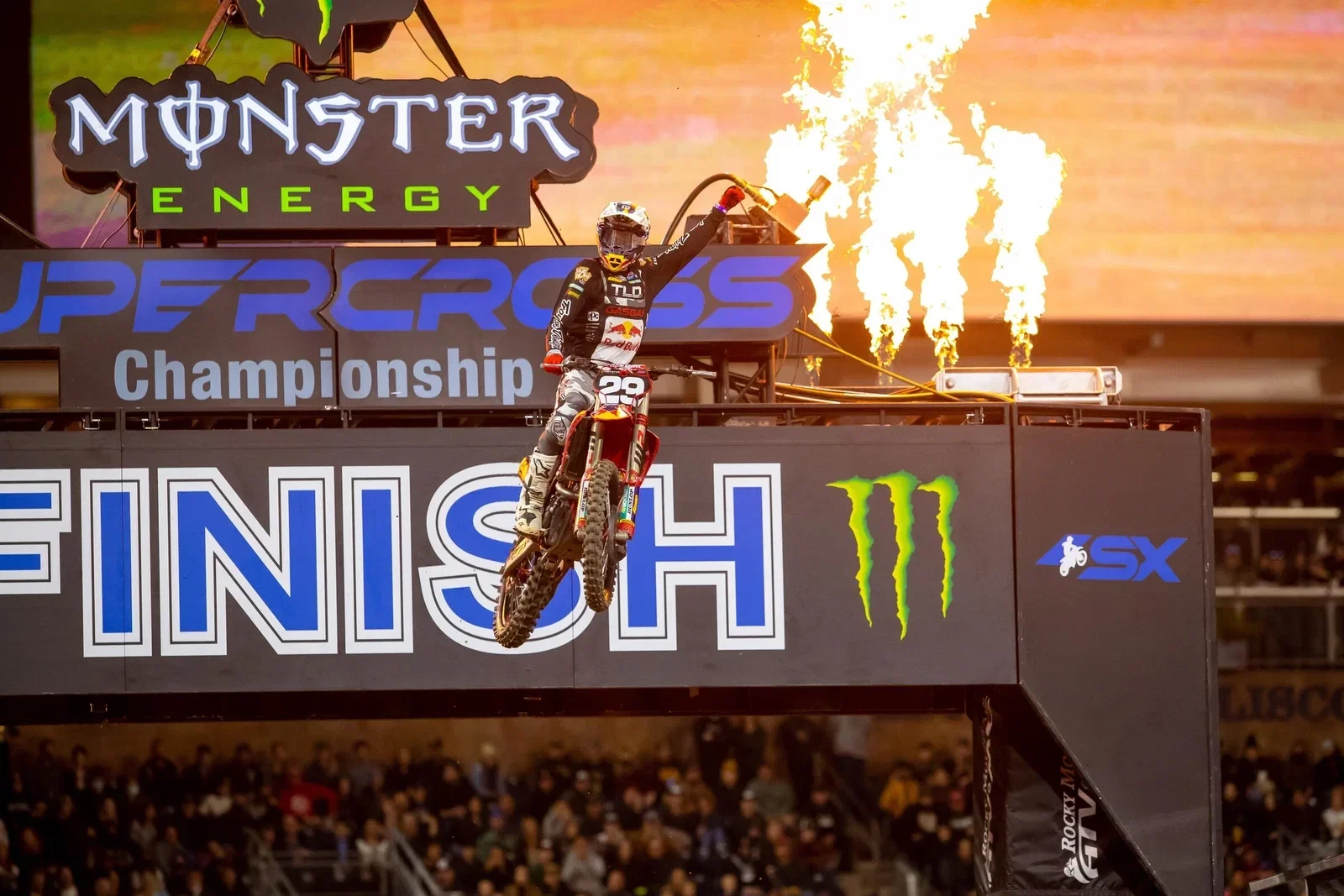 Michael Mosiman was #29 at the 2022 San Diego SX when he won his maiden SX race.