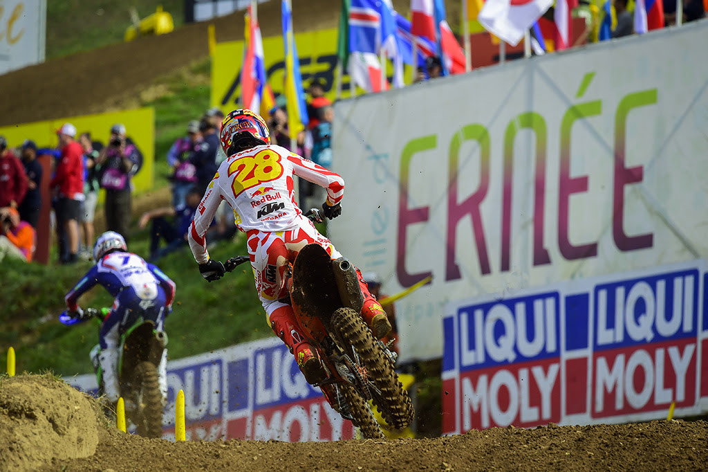 Jorge Prado rolled in the MXGP moto.