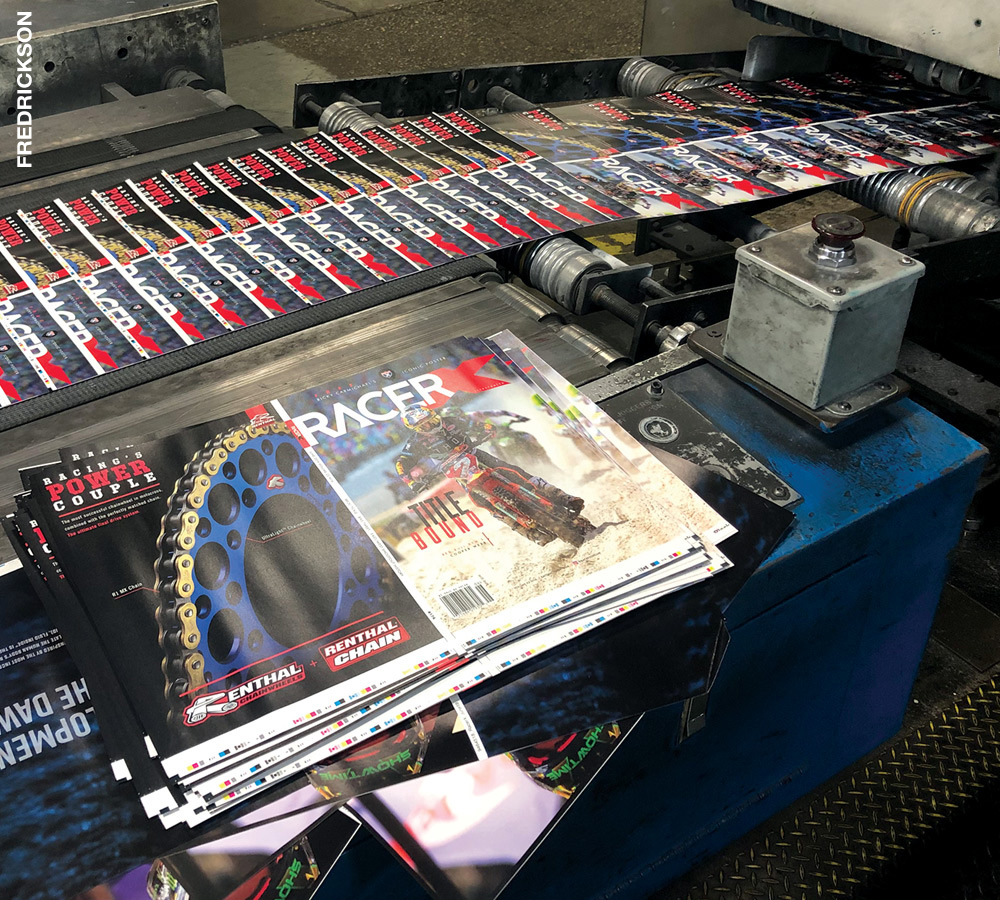 Racer X Magazine being printed