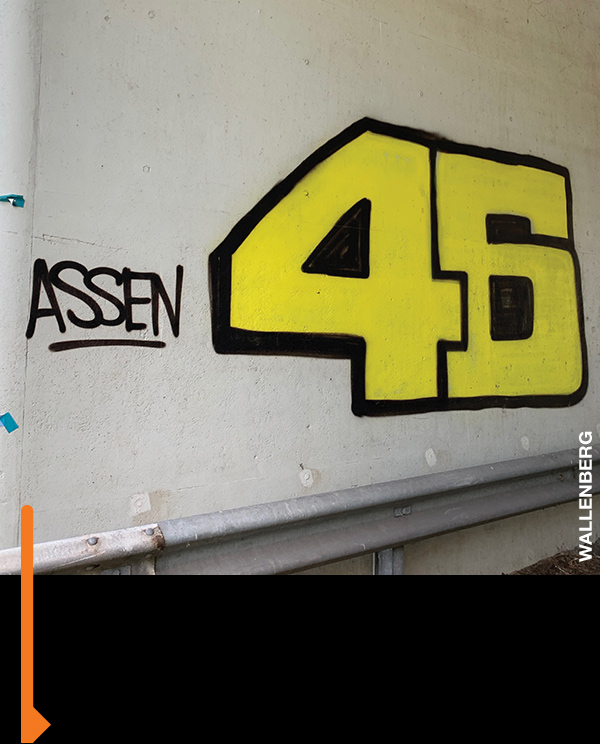 Rossi fans tagged the Assen entrance.