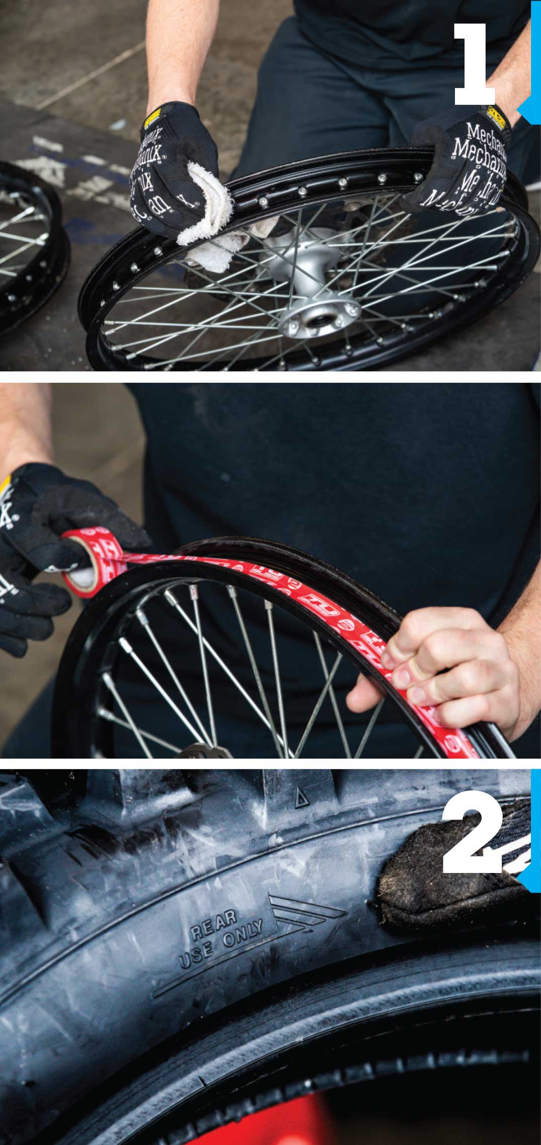 First, remove the old tubes and tires