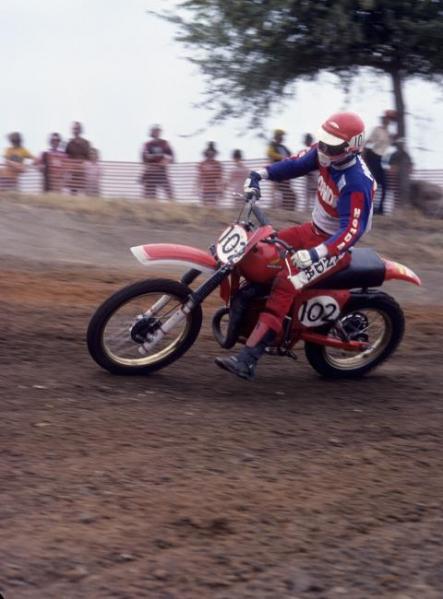 ￼￼￼￼￼After four years in Europe, Honda brought back Jim Pomeroy to battle with Bob Hannah on the AMA circuit in 1977.