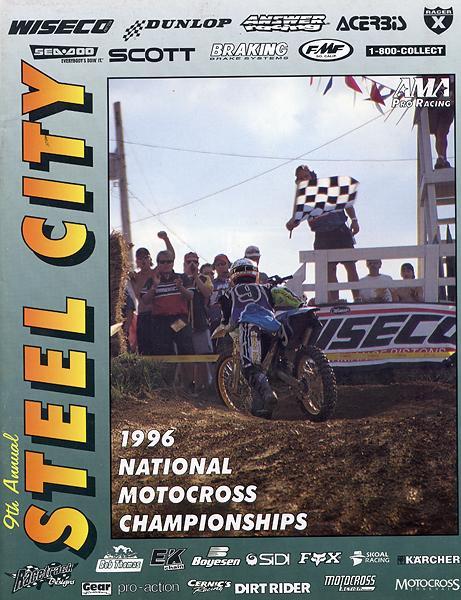 Although Ryan Hughes' unforgettable moment as a racer came to close the '95 season, the photo ended up on the cover of the '96 Steel City program.
