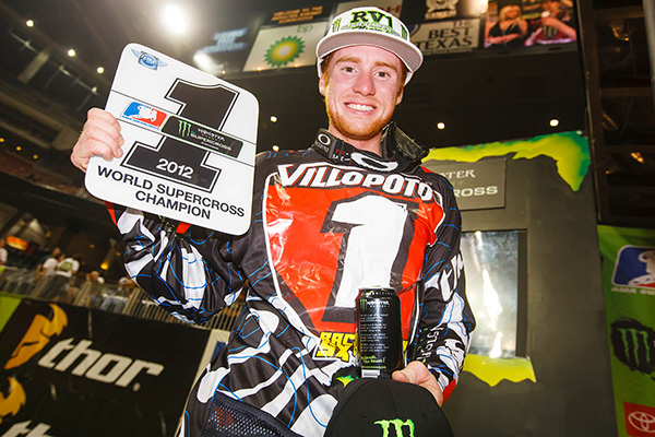 Ryan Villopoto clinched the 2012 450 SX title with four rounds to go, then ended up tearing his ACL at his home race in Seattle.